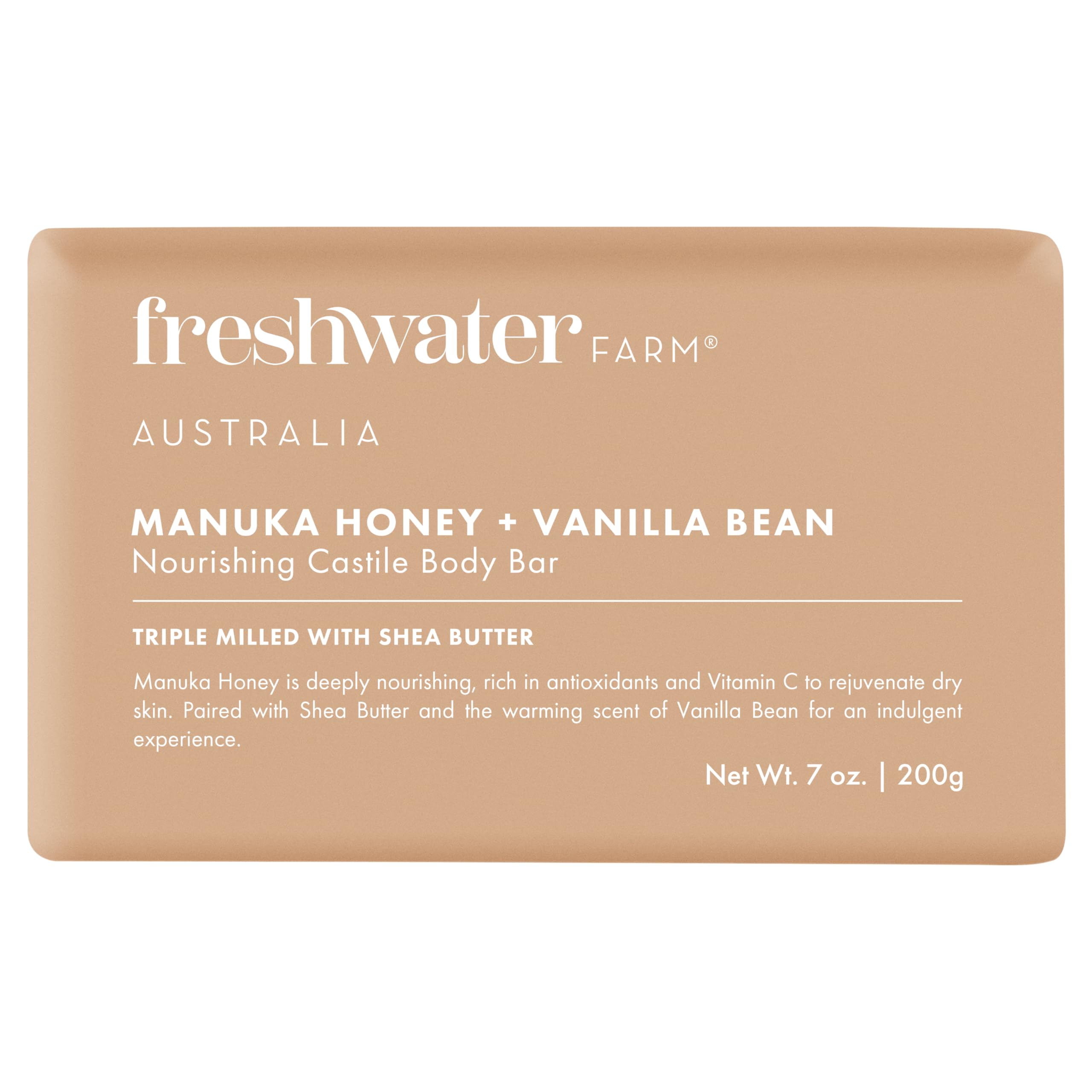 Freshwater Farm Australia Manuka Honey Vanilla Bean Body Bar, Case of 8, 7 oz
