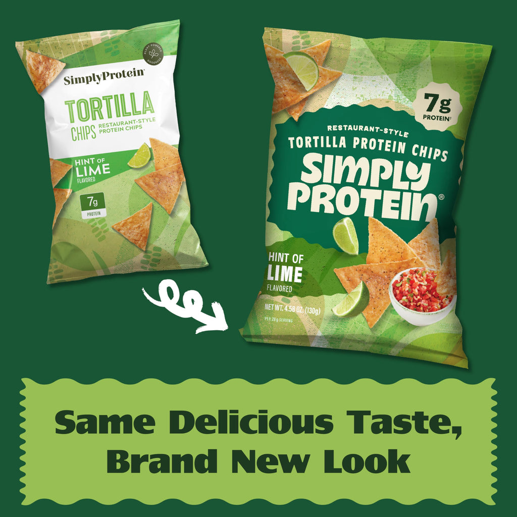 Simply Protein Hint of Lime Restaurant Style Tortilla Chips, Case of 6, 4.58 Ounce Bags