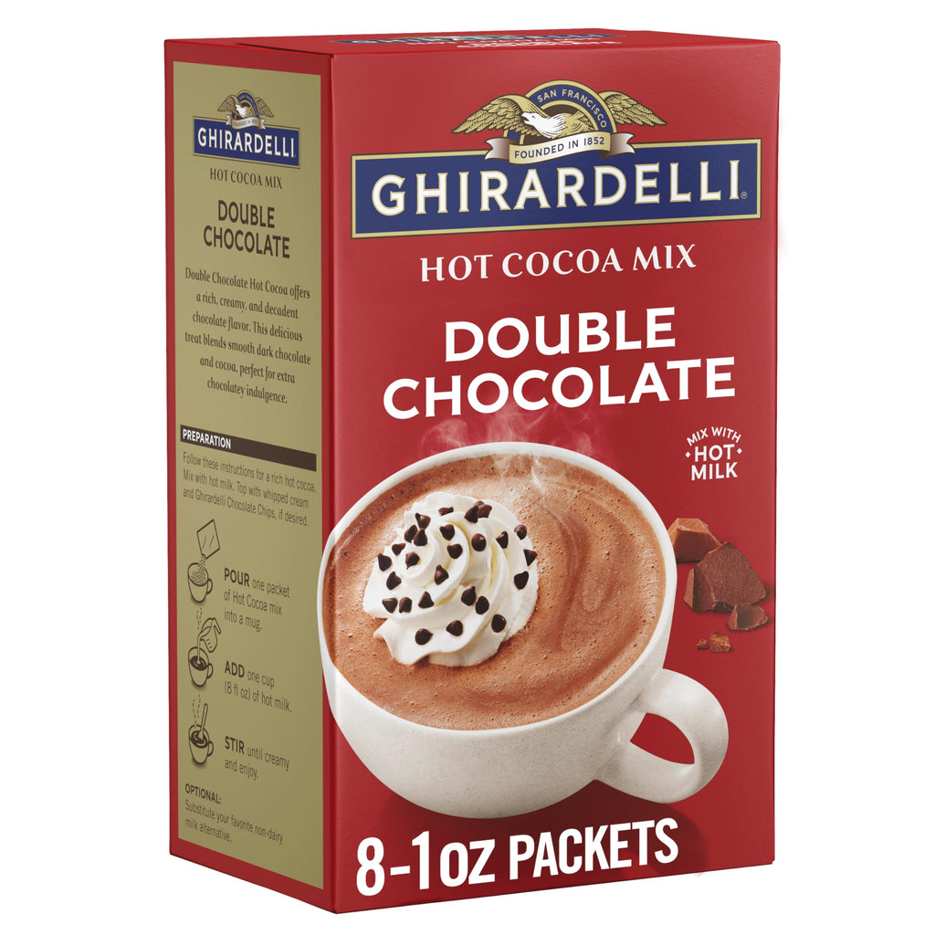 Ghirardelli Double Chocolate Hot Cocoa Mix, Case of 8, 8 Ounce Cartons