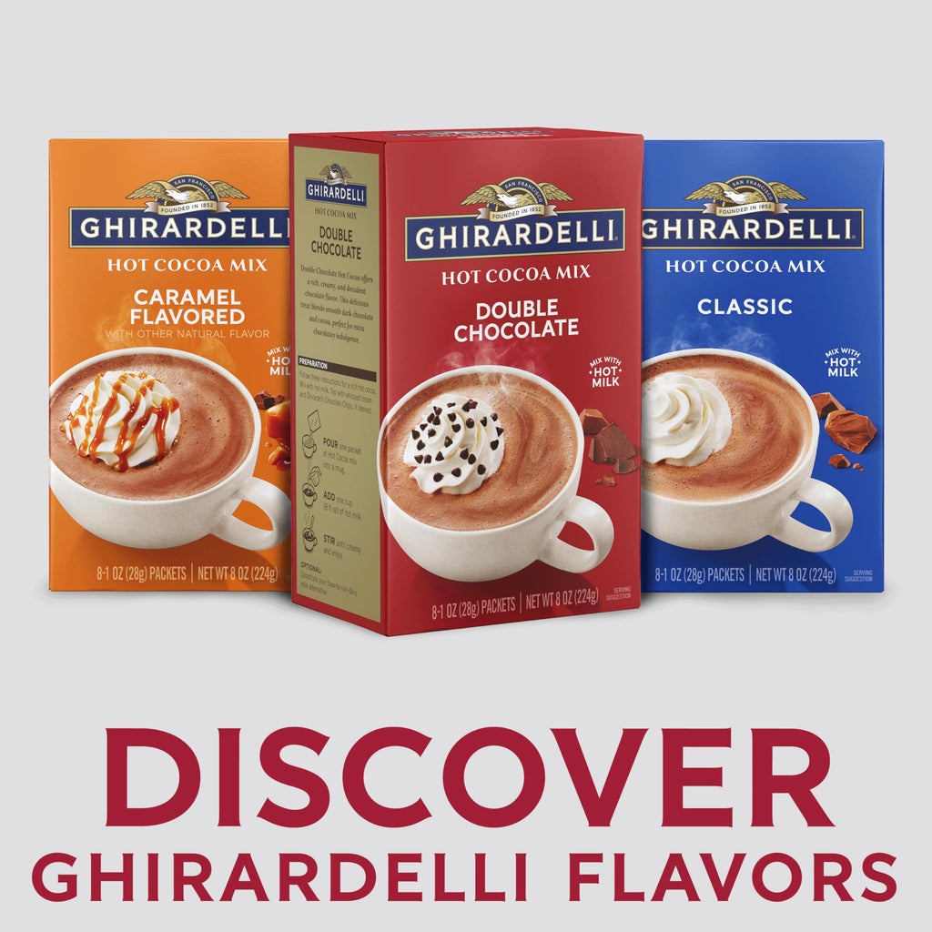 Ghirardelli Double Chocolate Hot Cocoa Mix, Case of 8, 8 Ounce Cartons