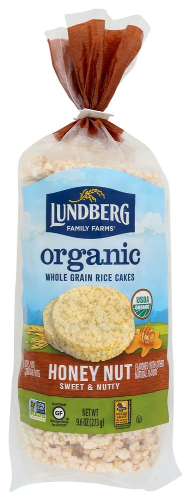 Lundberg Family Farms Organic Honey Nut Rice Cakes, Case of 6, 8.1 Ounces Each