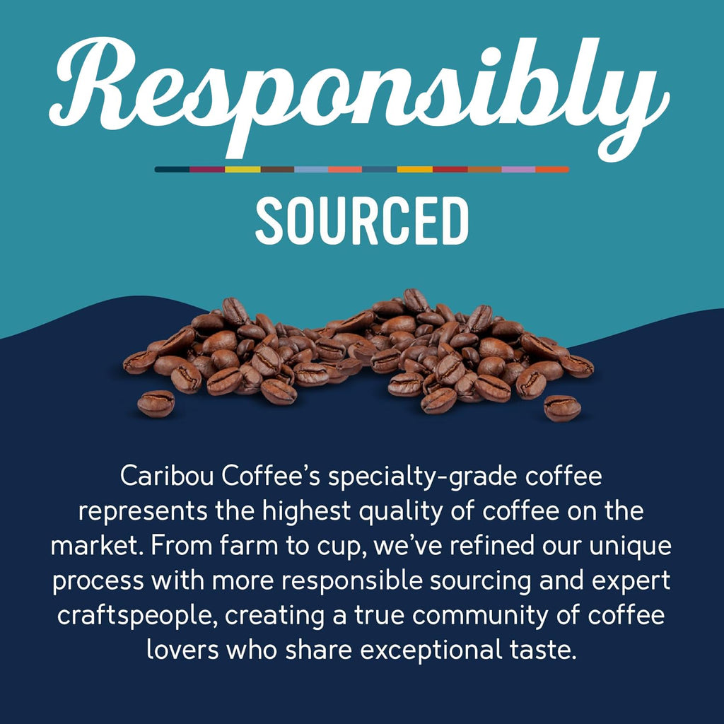 Caribou Coffee Caribou Blend Medium Roast Whole Bean Coffee, Case of 6, 12 Ounce Bags