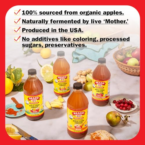 Bragg Organic Apple Cider Vinegar Honey Blend with The Mother, Case of 6, 16 fl oz