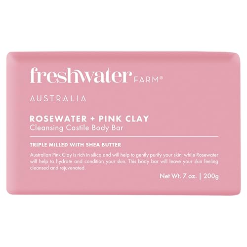 Freshwater Farm Australia Rosewater Pink Clay Body Bar, Case of 8, 7 Ounces Each