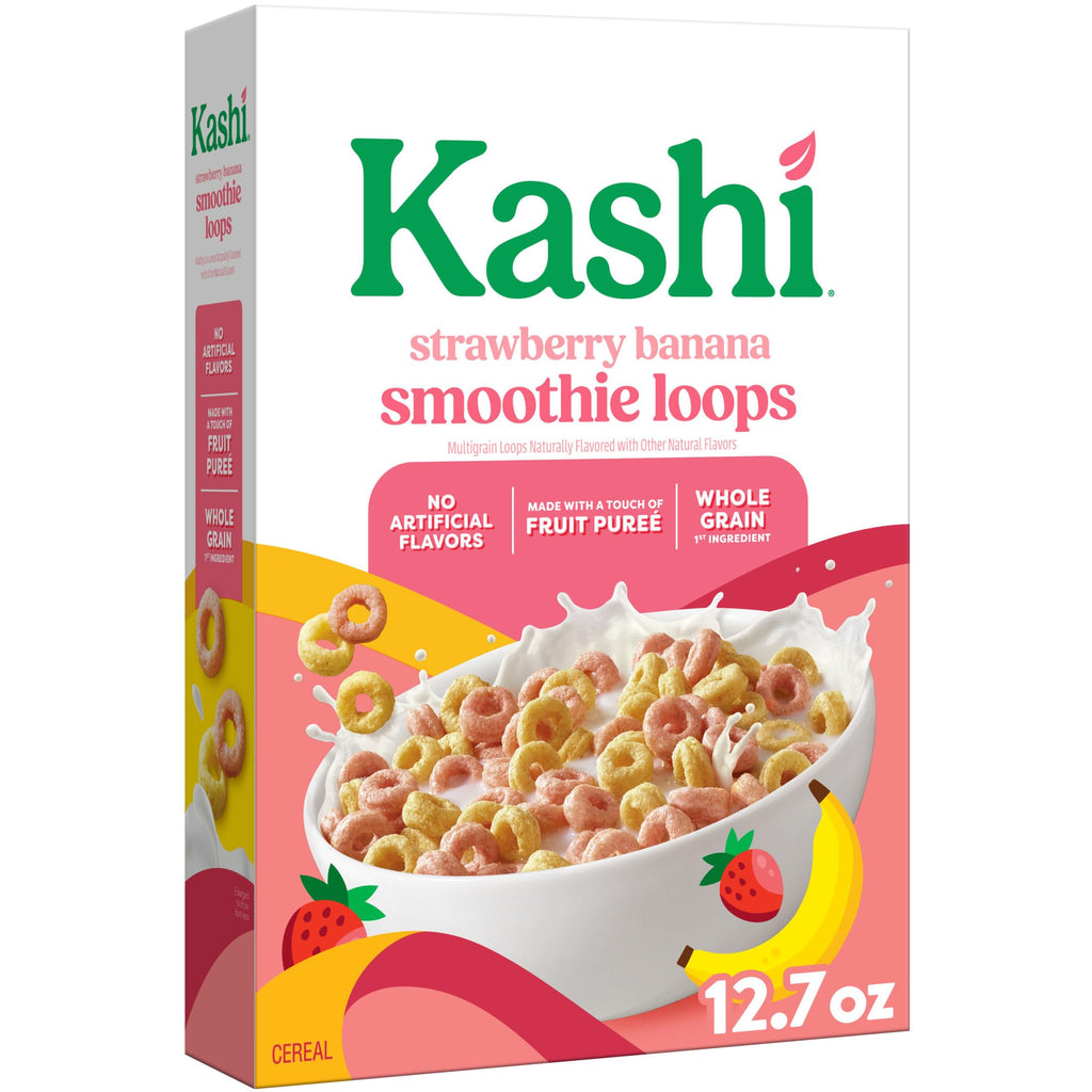 Kashi Strawberry Banana Smoothie Loops Breakfast Cereal, Case of 8, 12.7 Ounce