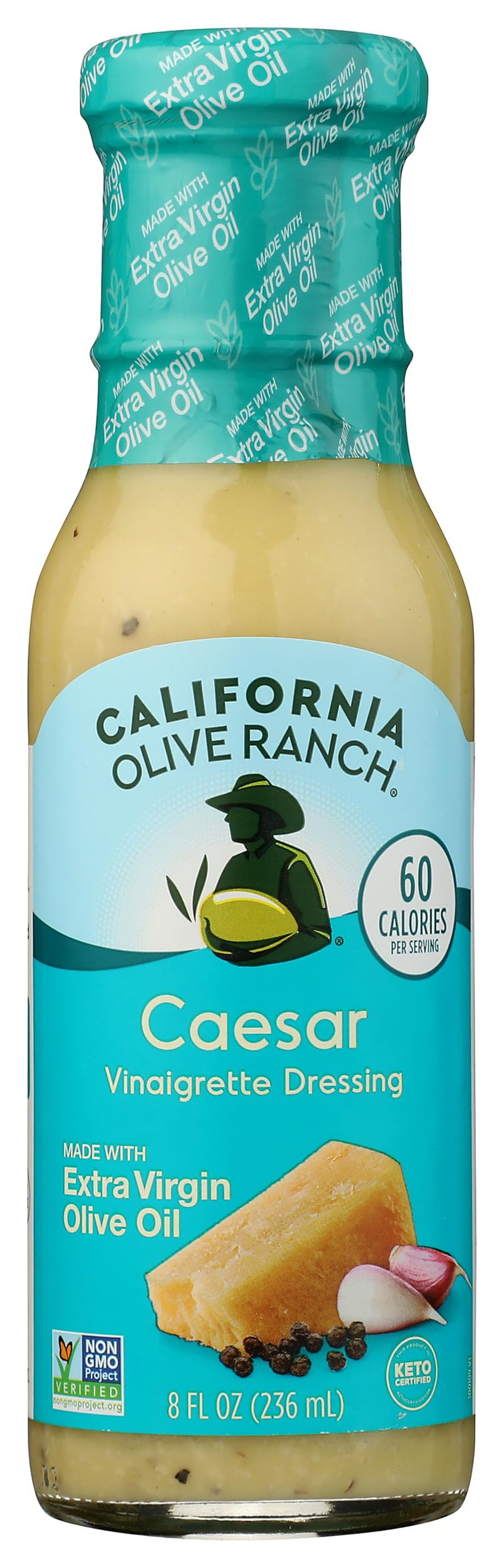 California Olive Ranch Caesar Vinaigrette Salad Dressing, Case of 6, 8 Fluid Ounces Each