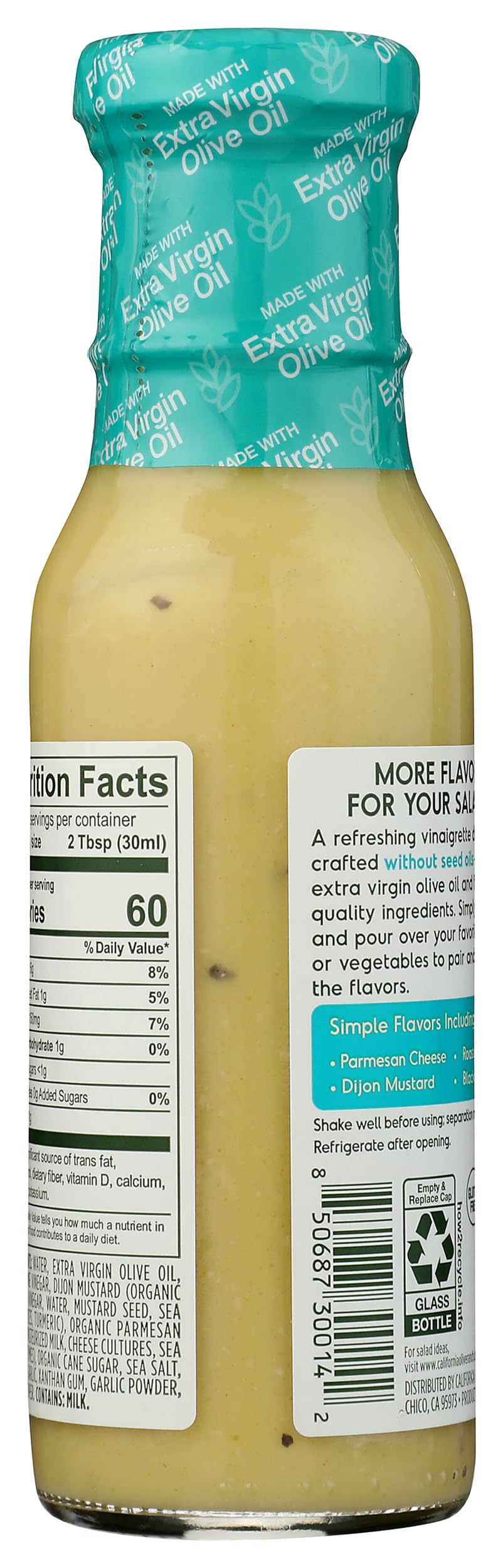 California Olive Ranch Caesar Vinaigrette Salad Dressing, Case of 6, 8 Fluid Ounces Each