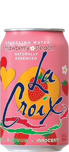 LaCroix Strawberry Peach Sparkling Water, Case of 3, 8 Pack, 12 Fluid Ounce Cans