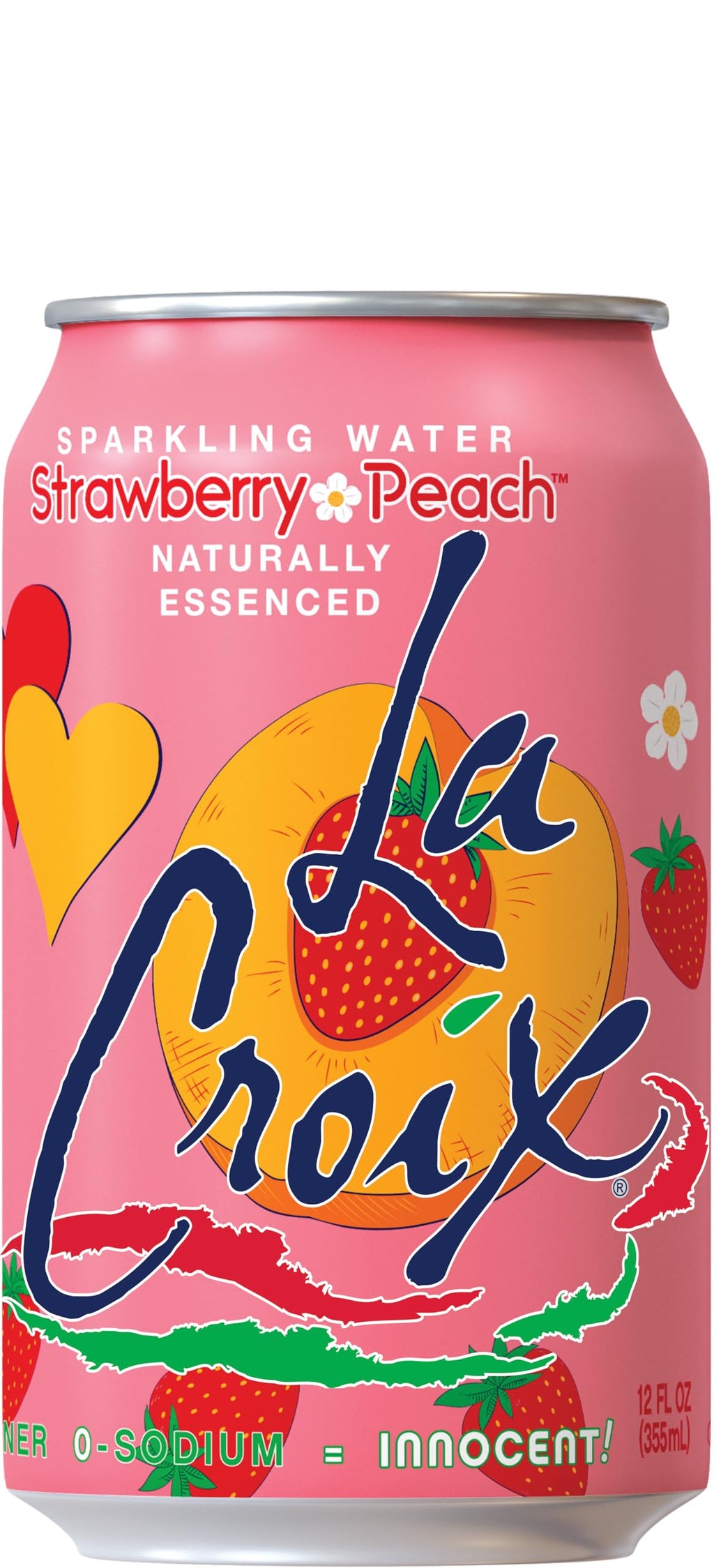 LaCroix Strawberry Peach Sparkling Water, Case of 3, 8 Pack, 12 Fluid Ounce Cans