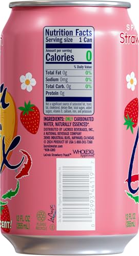 LaCroix Strawberry Peach Sparkling Water, Case of 3, 8 Pack, 12 Fluid Ounce Cans