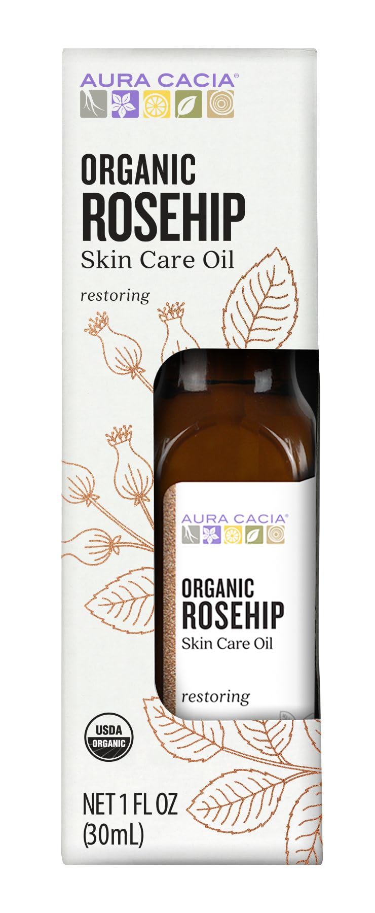 Aura Cacia Organic Rosehip Skin Care Oil, 1 fl oz