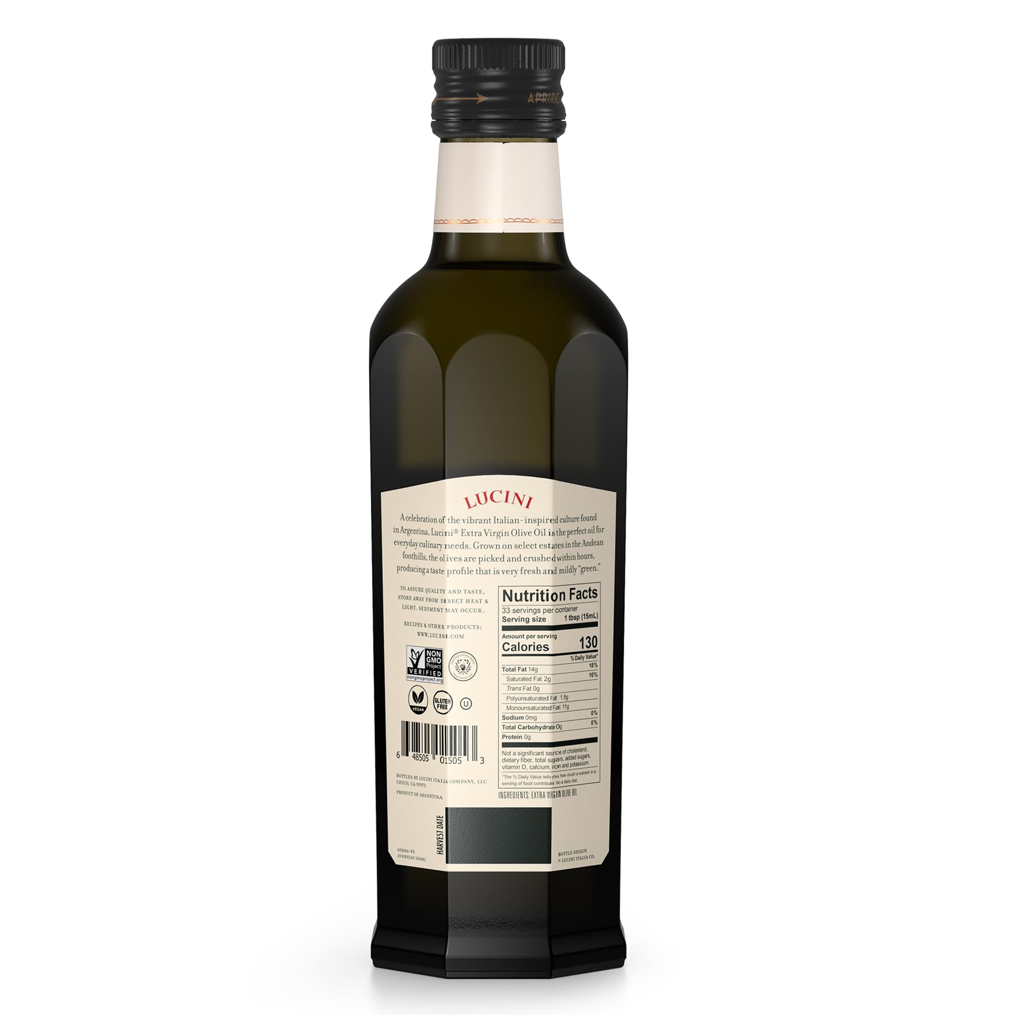Lucini Italia Everyday Extra Virgin Olive Oil Case of 6, 16.9 Fluid Ounces