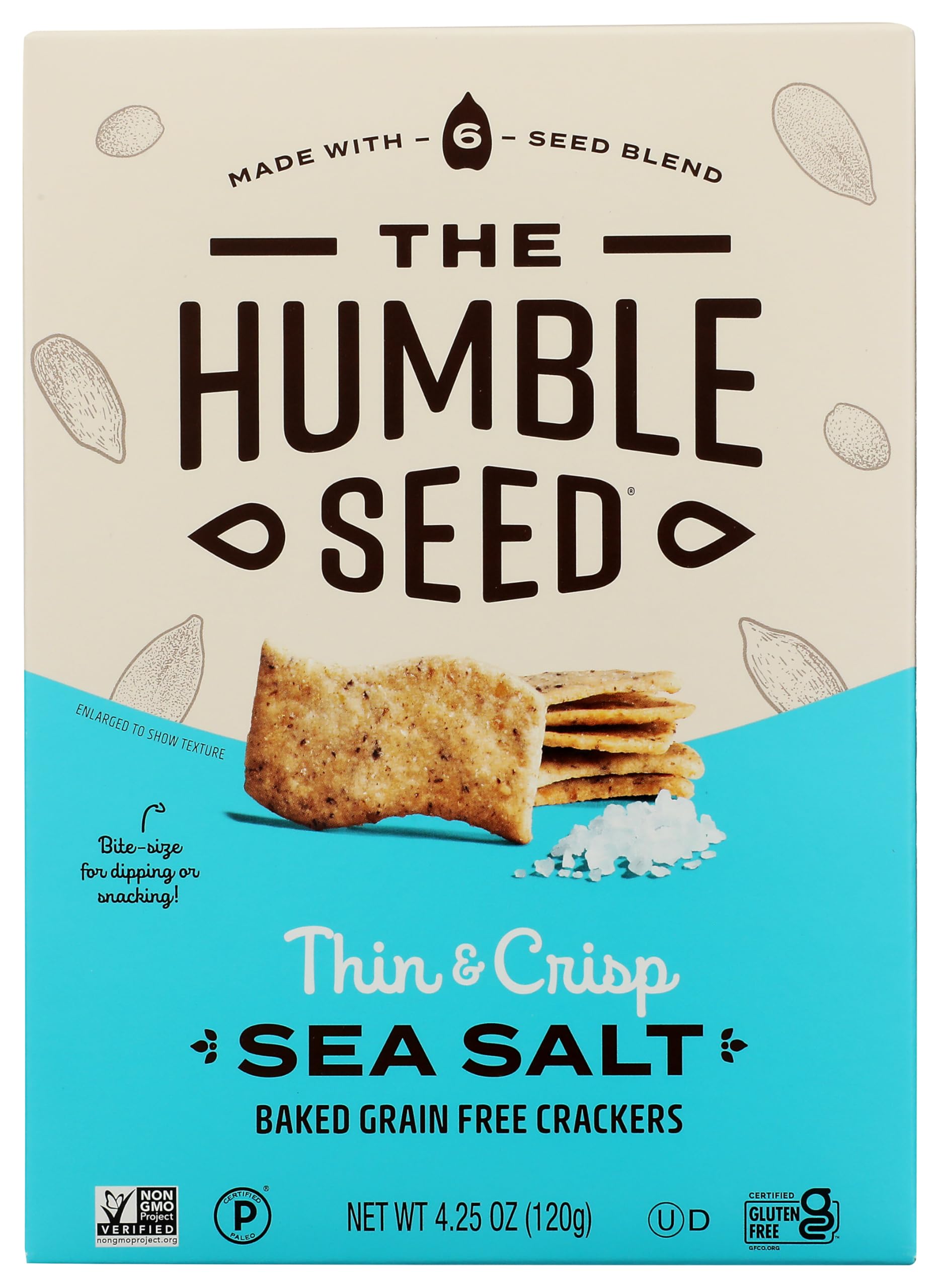 The Humble Seed Grain Free Sea Salt Crackers, Case of 6, 4.25 Ounces