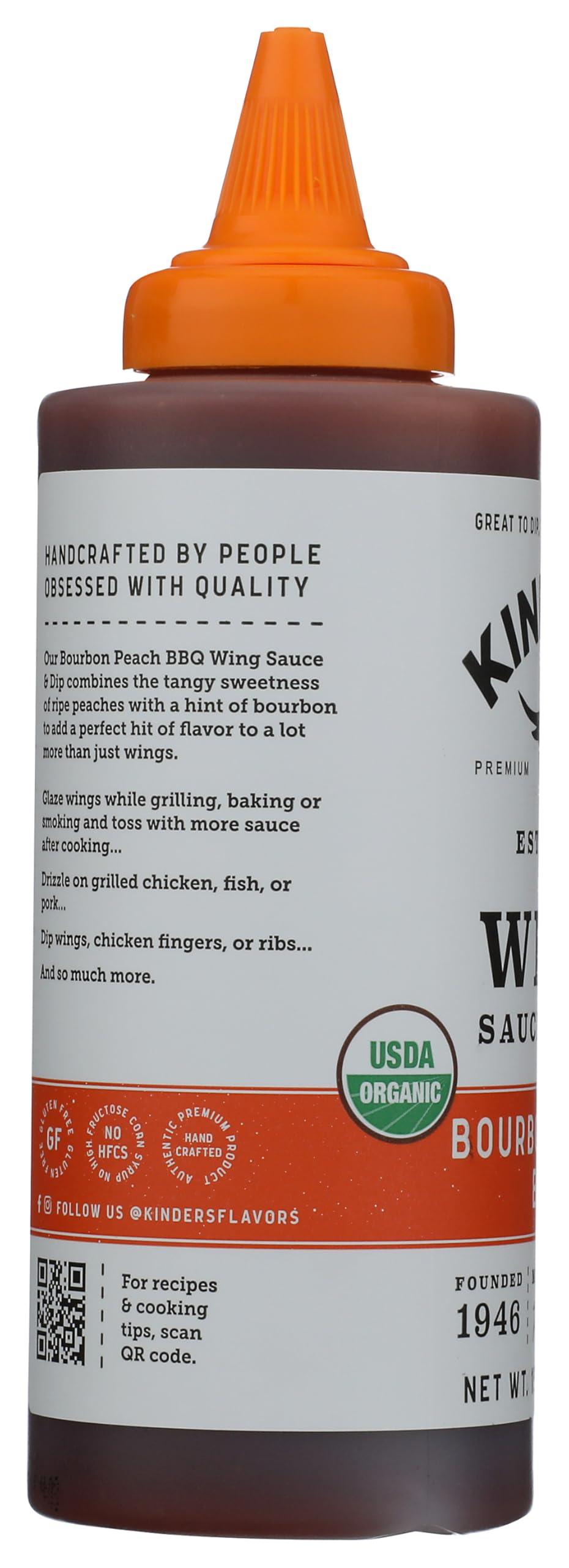 Kinder's Organic Bourbon Peach Barbecue Sauce, 15.2 Ounce, Case of 6