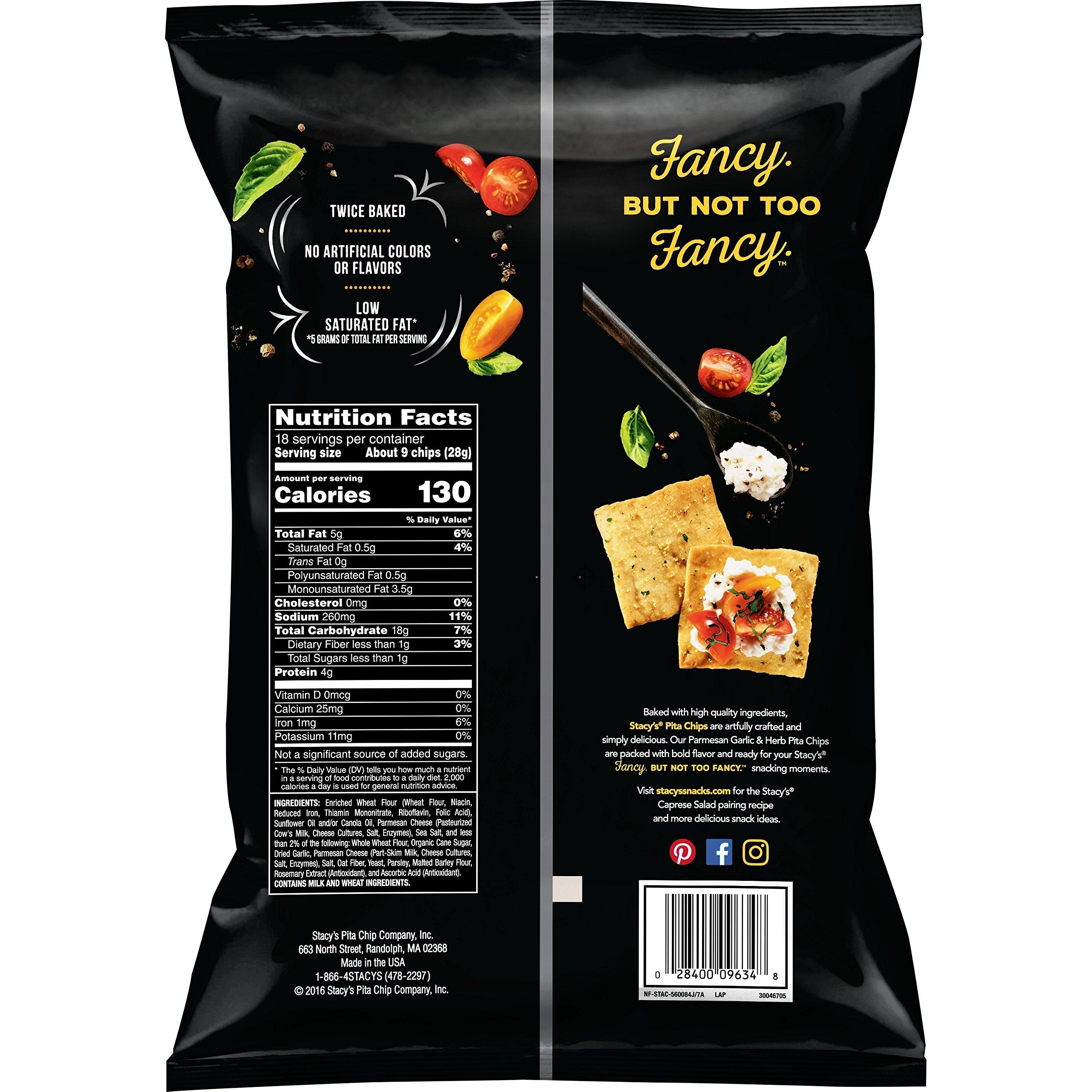 Stacy's Parmesan Garlic and Herb Pita Chips, Case of 6, 16 Ounce Bags