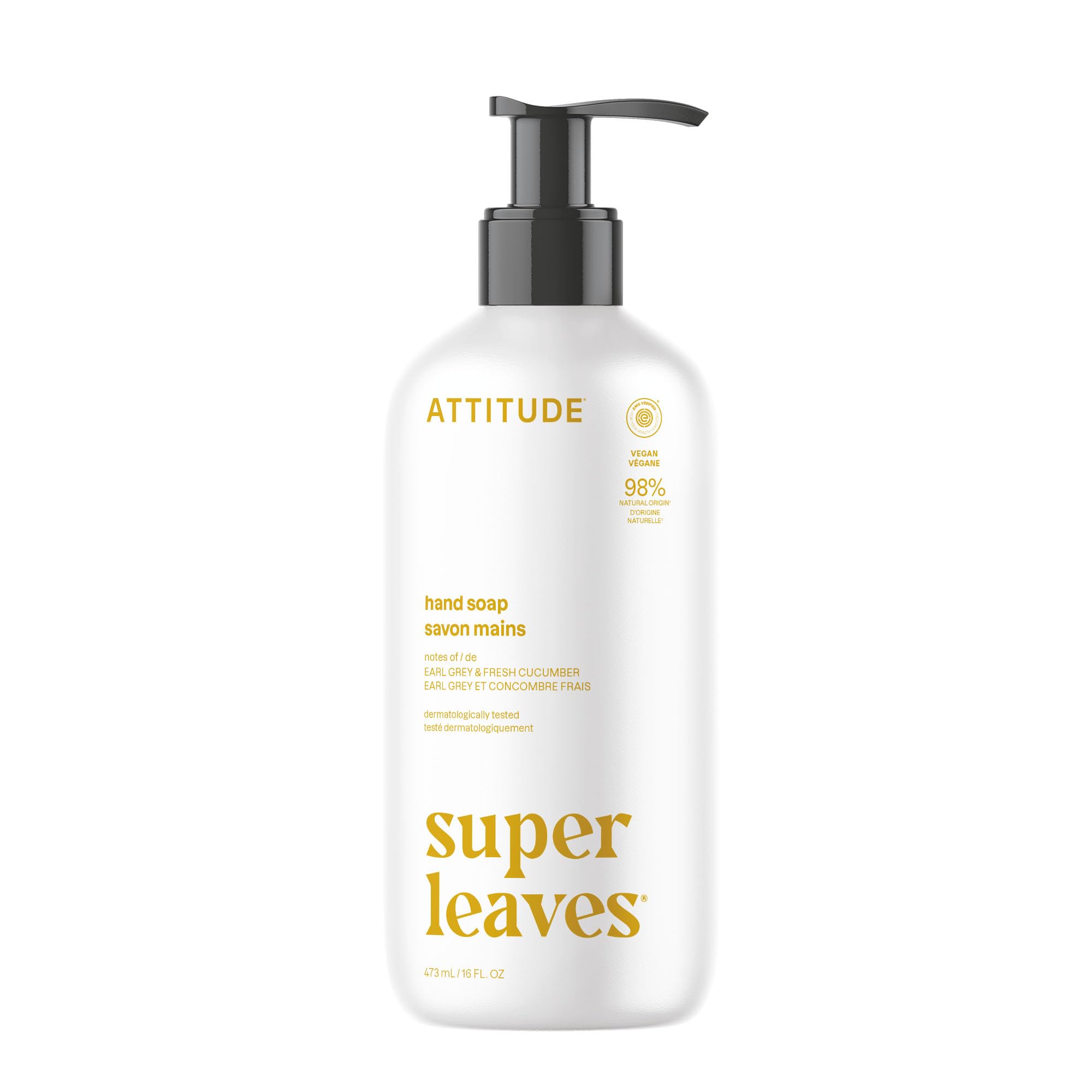 Attitude Super Leaves Earl Grey and Cucumber Hand Soap, 16 Fluid Ounces