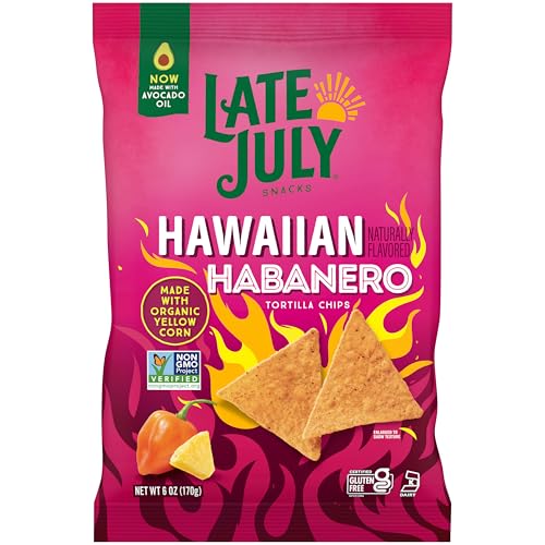 Late July Organic Hawaiian Habanero Tortilla Chips, 6 Ounce, Case of 12