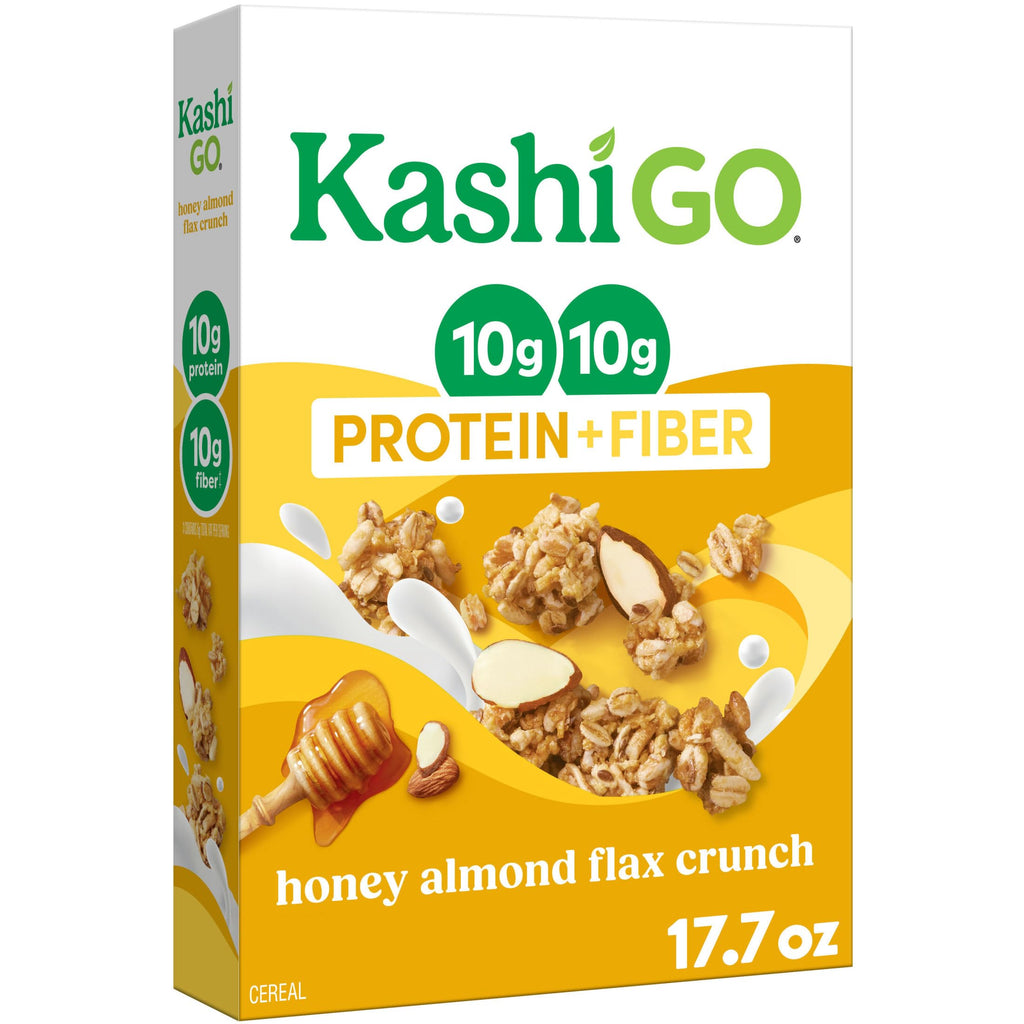 Kashi GO Honey Almond Flax Crunch Protein Cereal, Case of 10, 17.7 Ounce Boxes