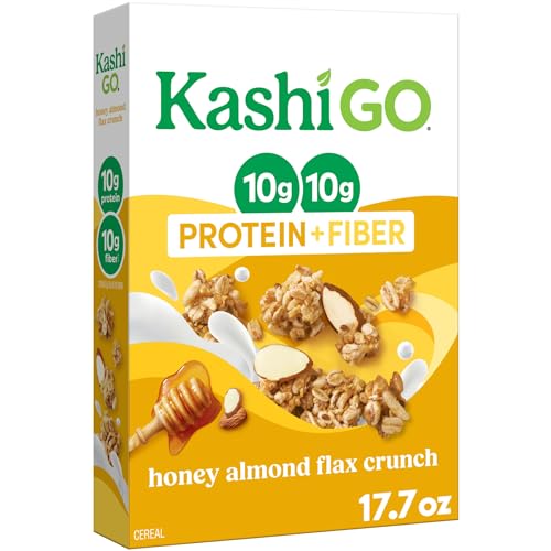 Kashi GO Honey Almond Flax Crunch Protein Cereal, Case of 10, 17.7 Ounce Boxes
