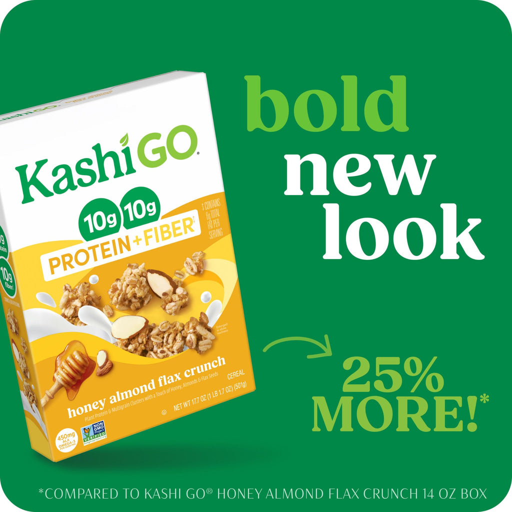 Kashi GO Honey Almond Flax Crunch Protein Cereal, Case of 10, 17.7 Ounce Boxes