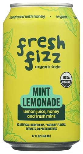 Fresh Fizz Organic Sparkling Mint Lemonade Soda, Case of 12, 12 Fluid Ounce Cans