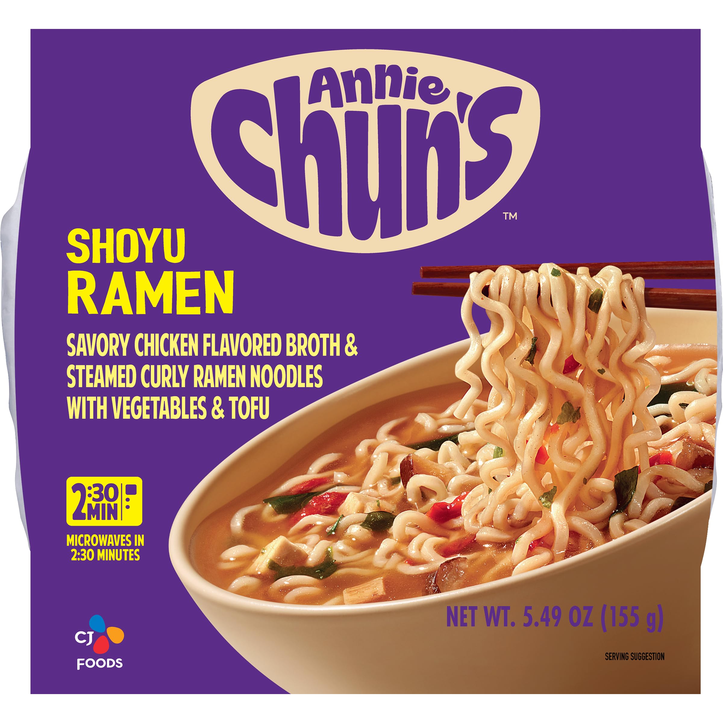 Annie Chun's Shoyu Ramen Soup Bowl, Case of 6, 5.49 oz Bowls