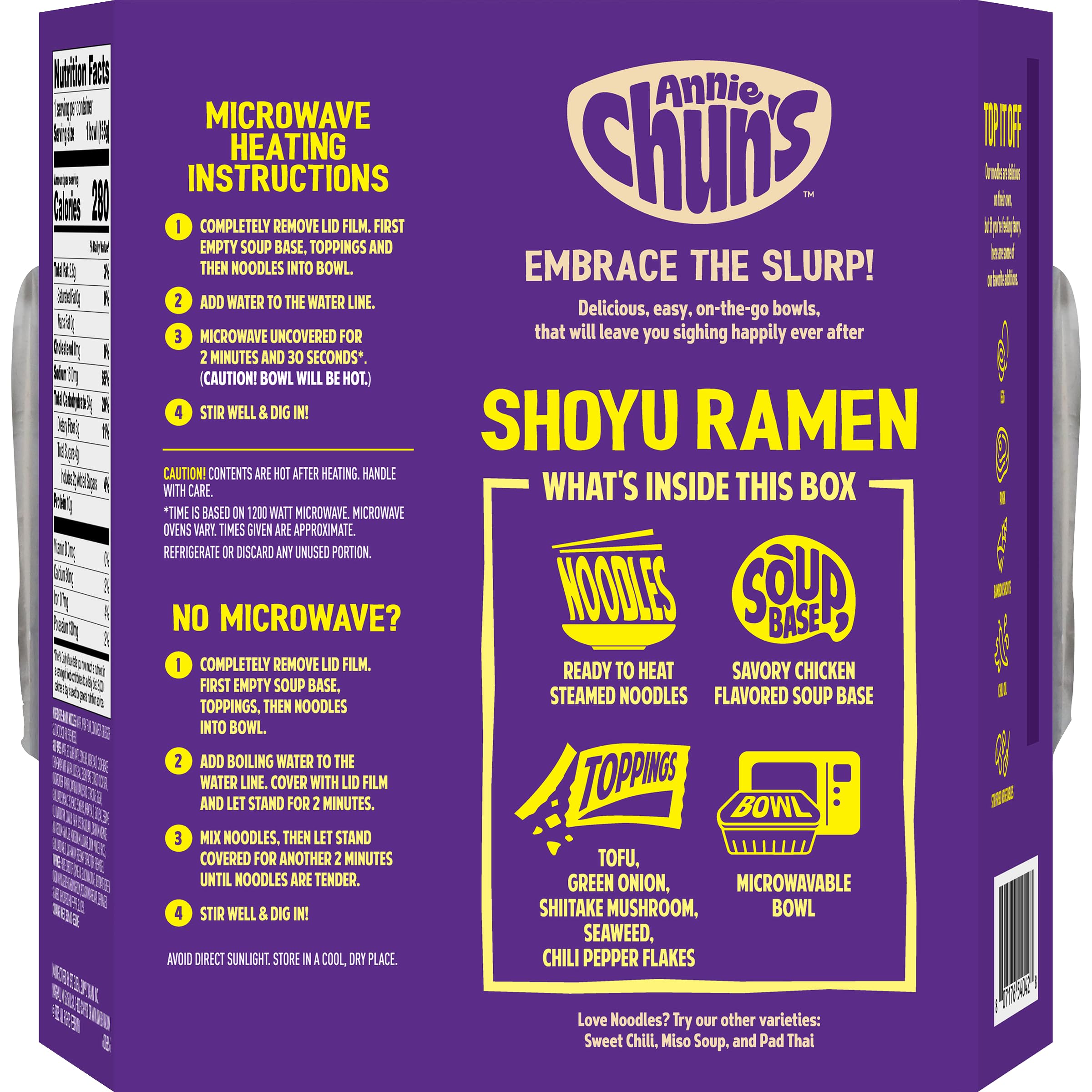Annie Chun's Shoyu Ramen Soup Bowl, Case of 6, 5.49 oz Bowls