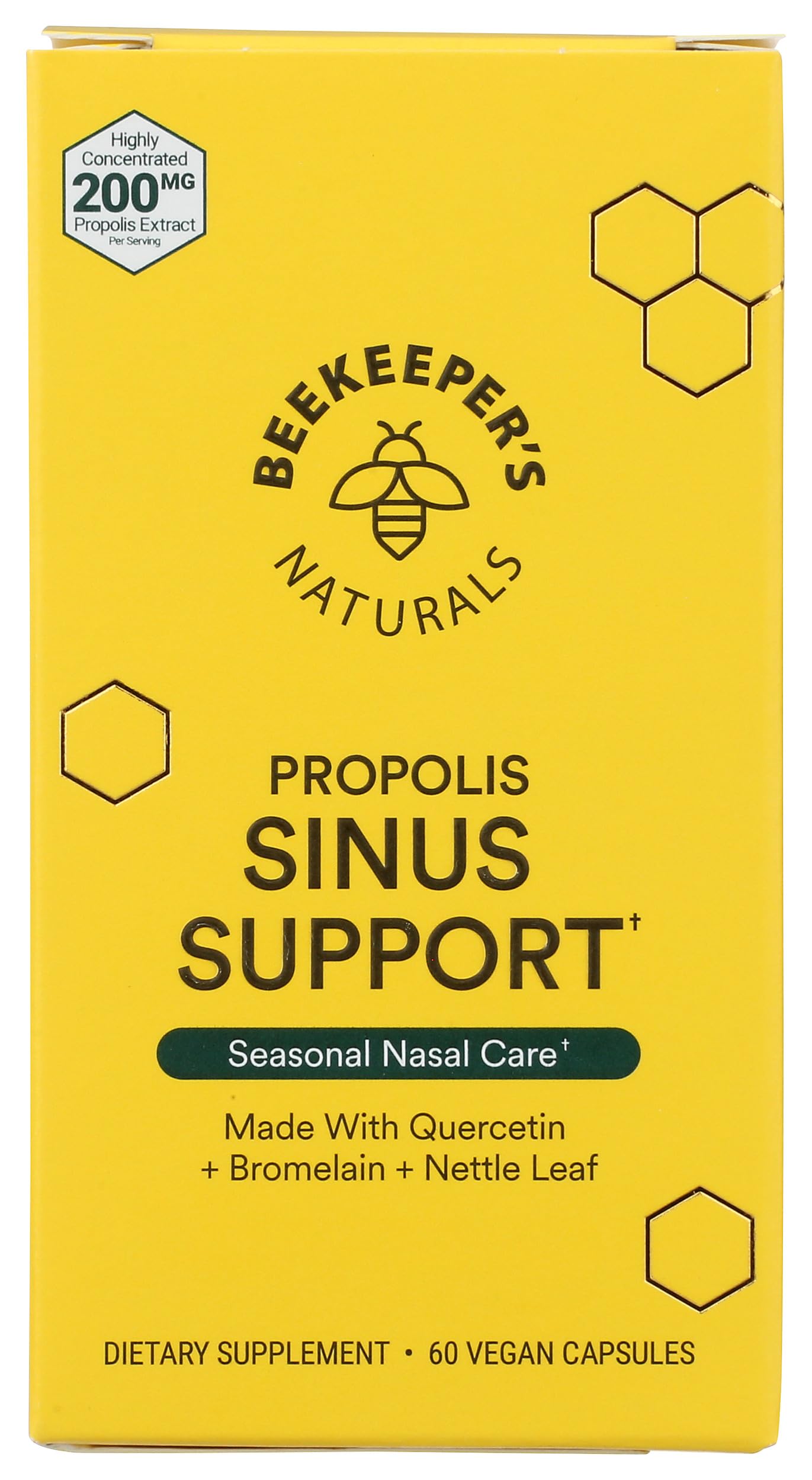 Beekeeper's Naturals Propolis Sinus Support Capsules, 60 Count