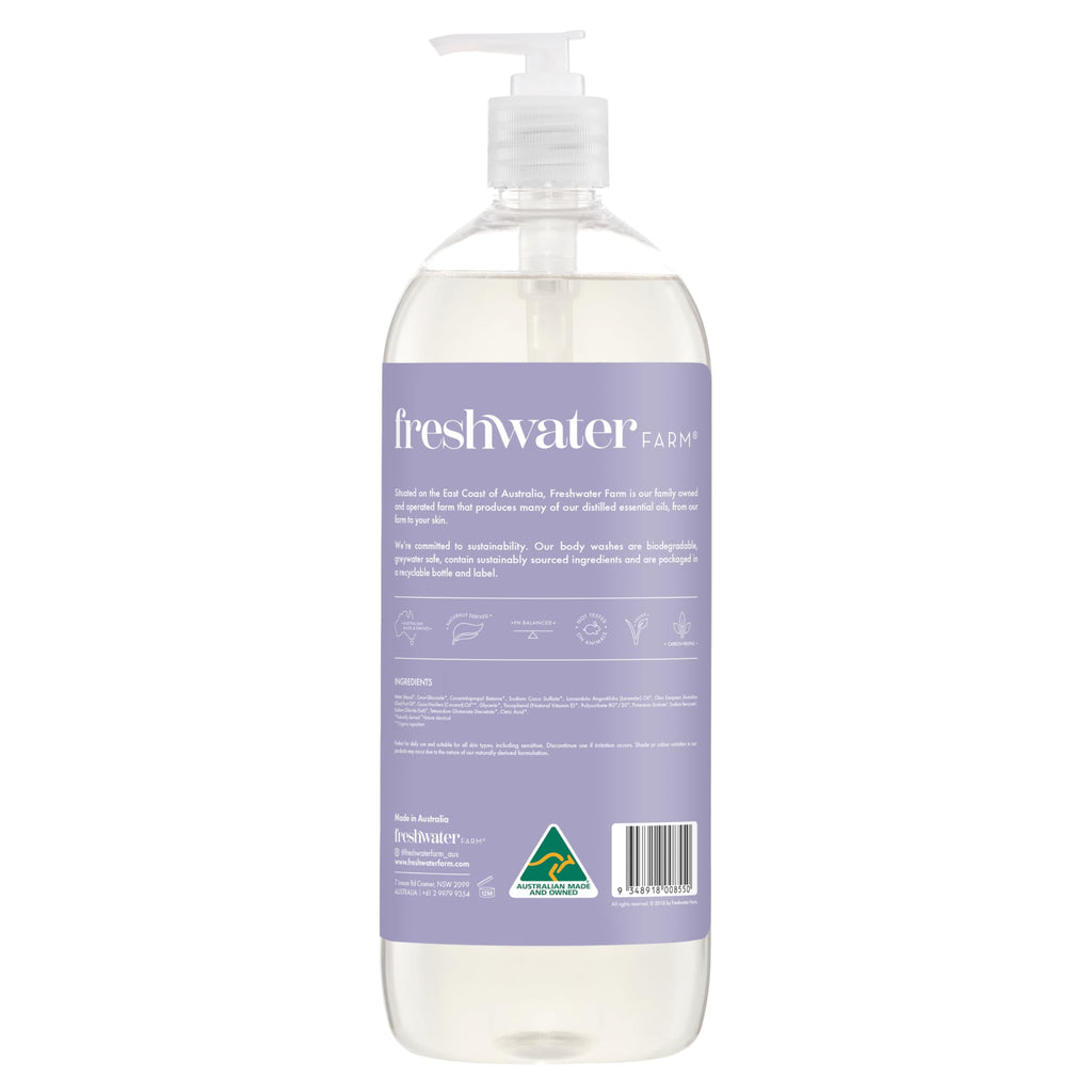 Freshwater Farm Australia Relaxing Lavender Oil Body Wash, Case of 3, 34 fl oz