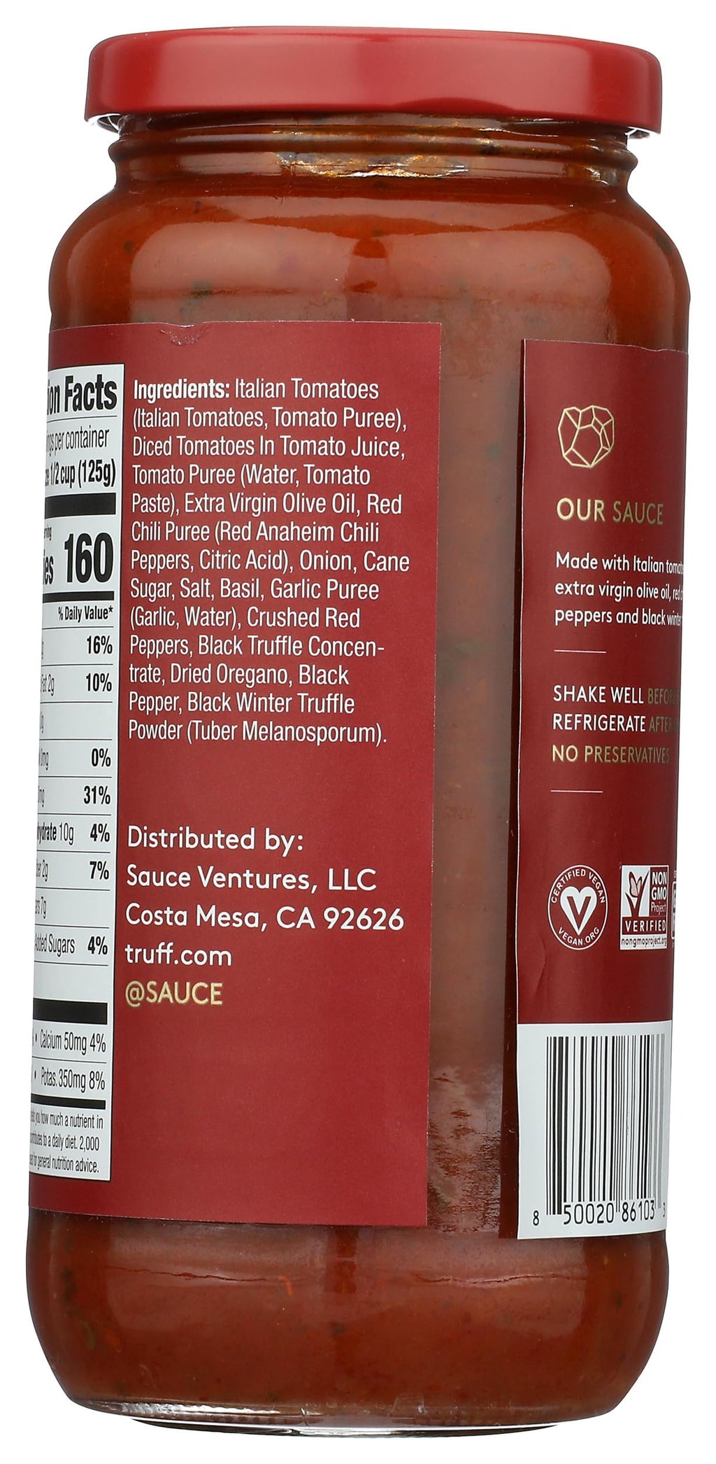 TRUFF Black Truffle Spicy Marinara Pasta Sauce, Case of 6, 18 oz