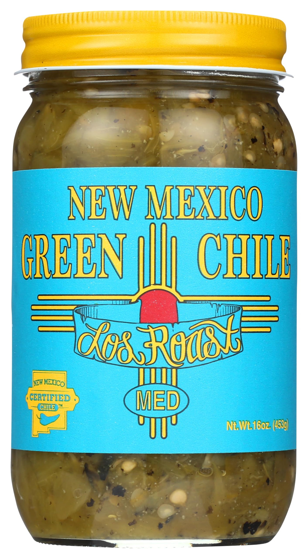 Los Roast New Mexico Medium Green Chiles, Case of 6, 16 oz Jars