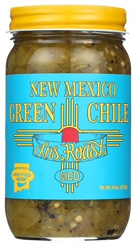 Los Roast New Mexico Medium Green Chiles, Case of 6, 16 oz Jars