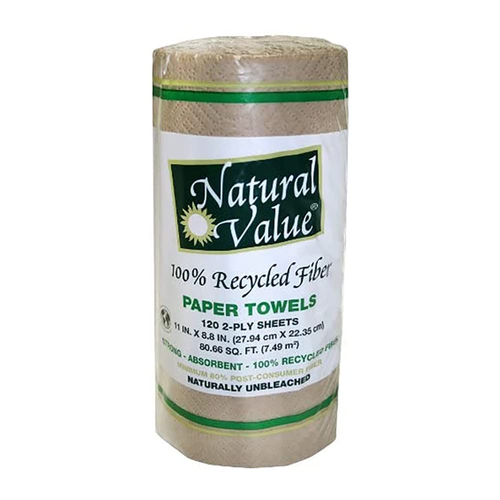 Natural Value 120 Sheet 2-Ply Paper Towels, Case of 30 Rolls