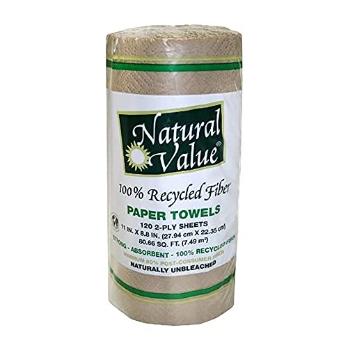 Natural Value 120 Sheet 2-Ply Paper Towels, Case of 30 Rolls