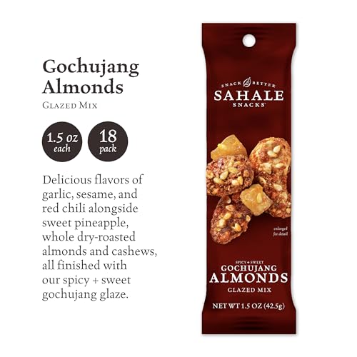 Sahale Snacks Gochujang Almond Glazed Nut Blend, Case of 18, 1.5 oz Bags