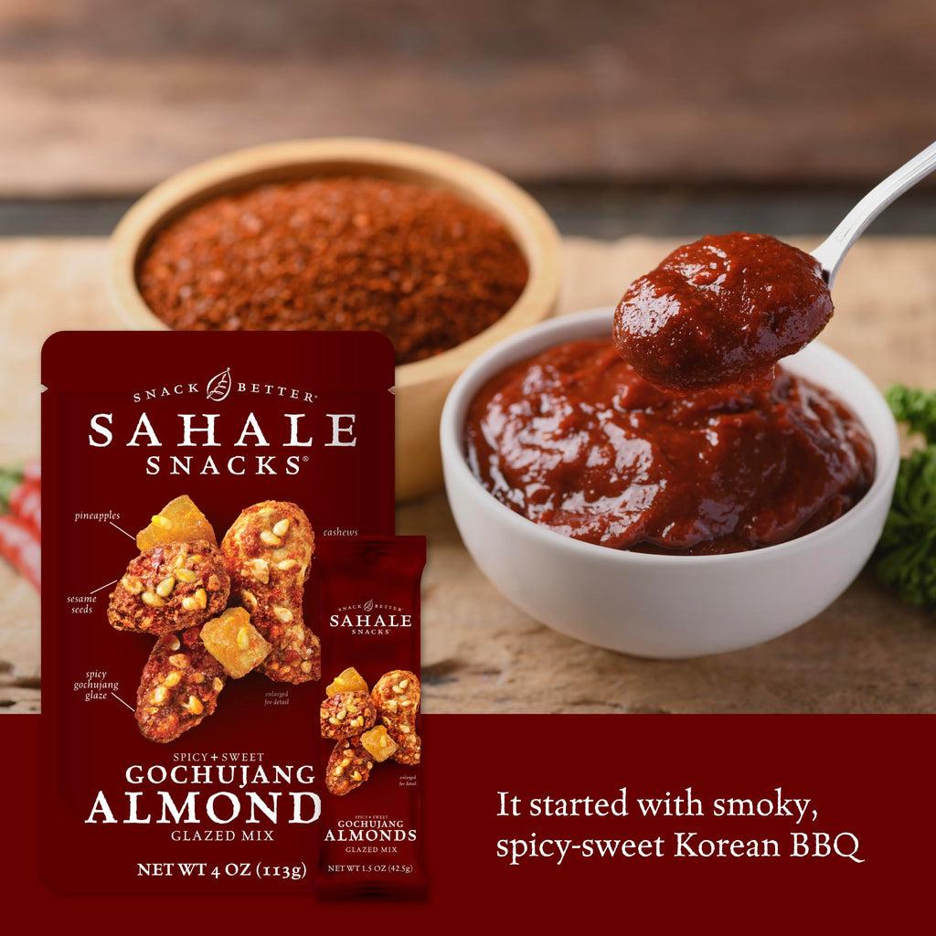Sahale Snacks Gochujang Almond Glazed Nut Blend, Case of 18, 1.5 oz Bags