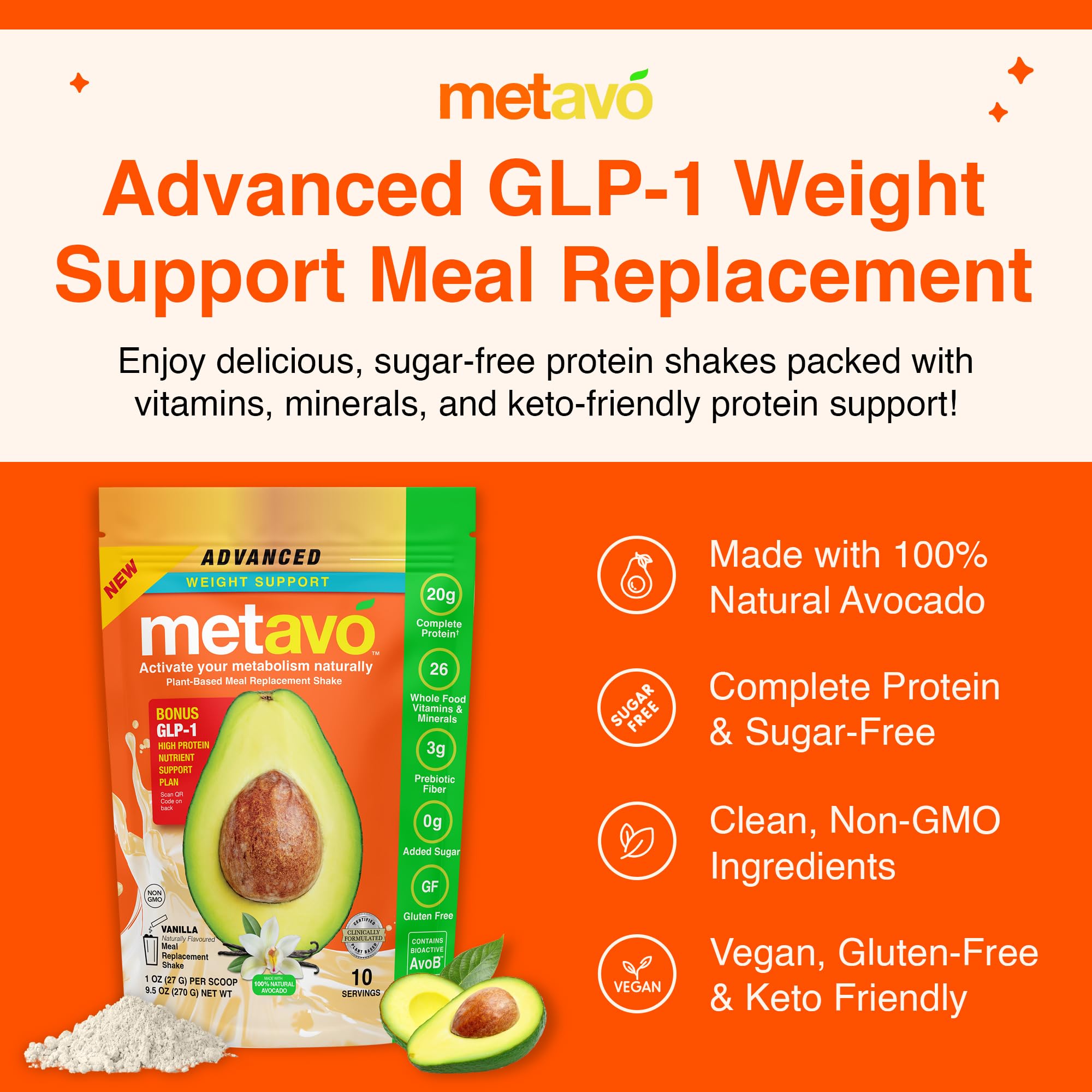 Metavo Vanilla Meal Replacement Shake, 9.5 oz