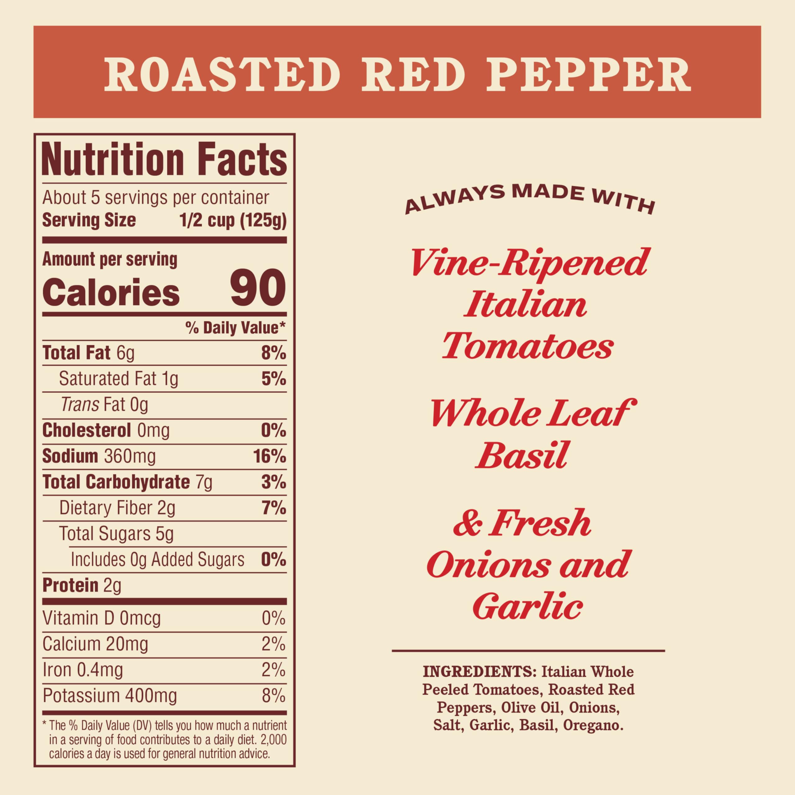 Rao's Homemade Roasted Red Pepper Pasta Sauce, Case of 12, 24 oz