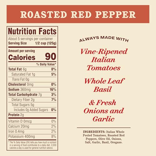 Rao's Homemade Roasted Red Pepper Pasta Sauce, Case of 12, 24 oz