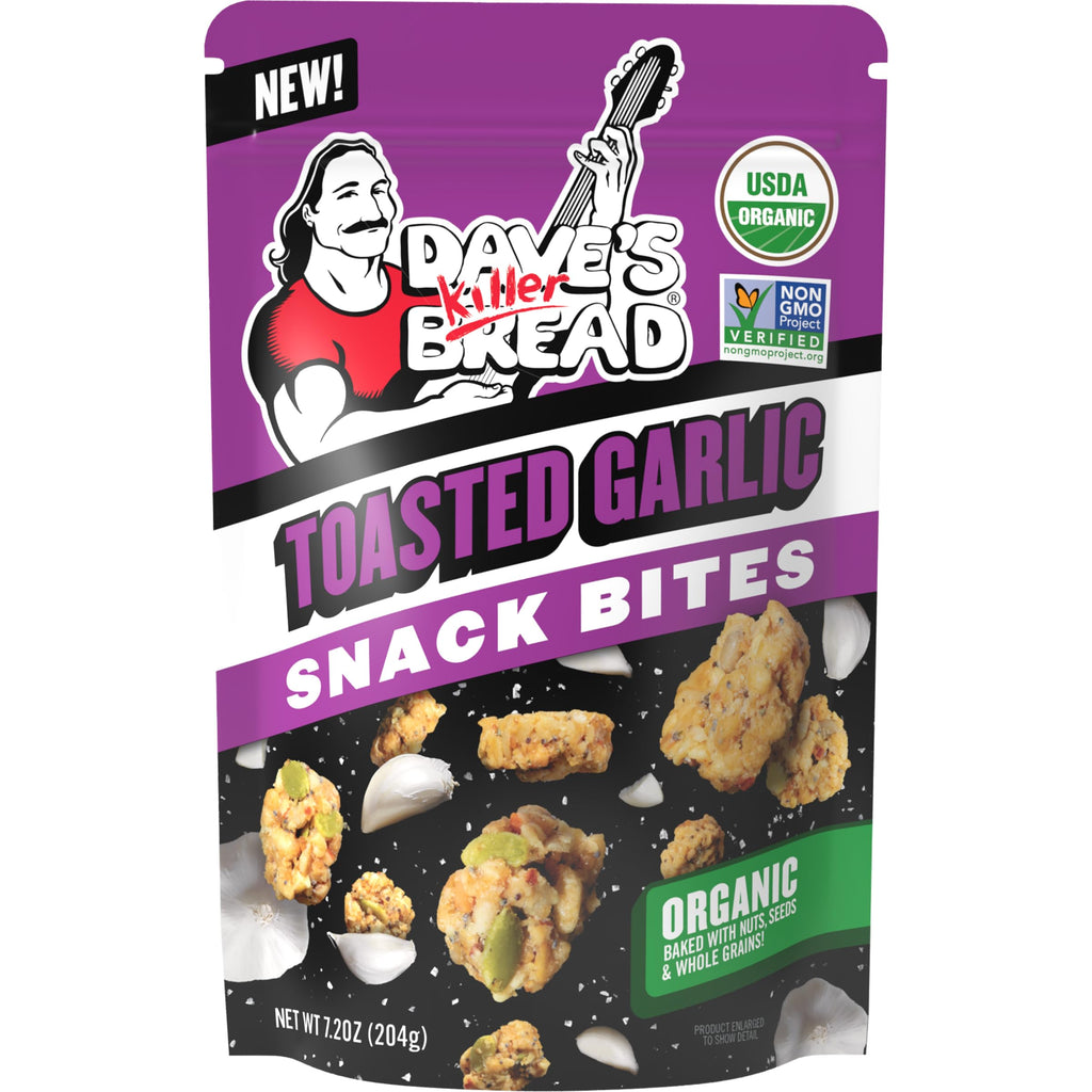 Dave's Killer Bread Organic Toasted Garlic Snack Bites, Case of 6, 7.2 oz