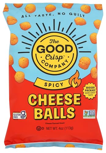The Good Crisp Company Spicy Cheese Balls, Case of 8, 4 oz Each