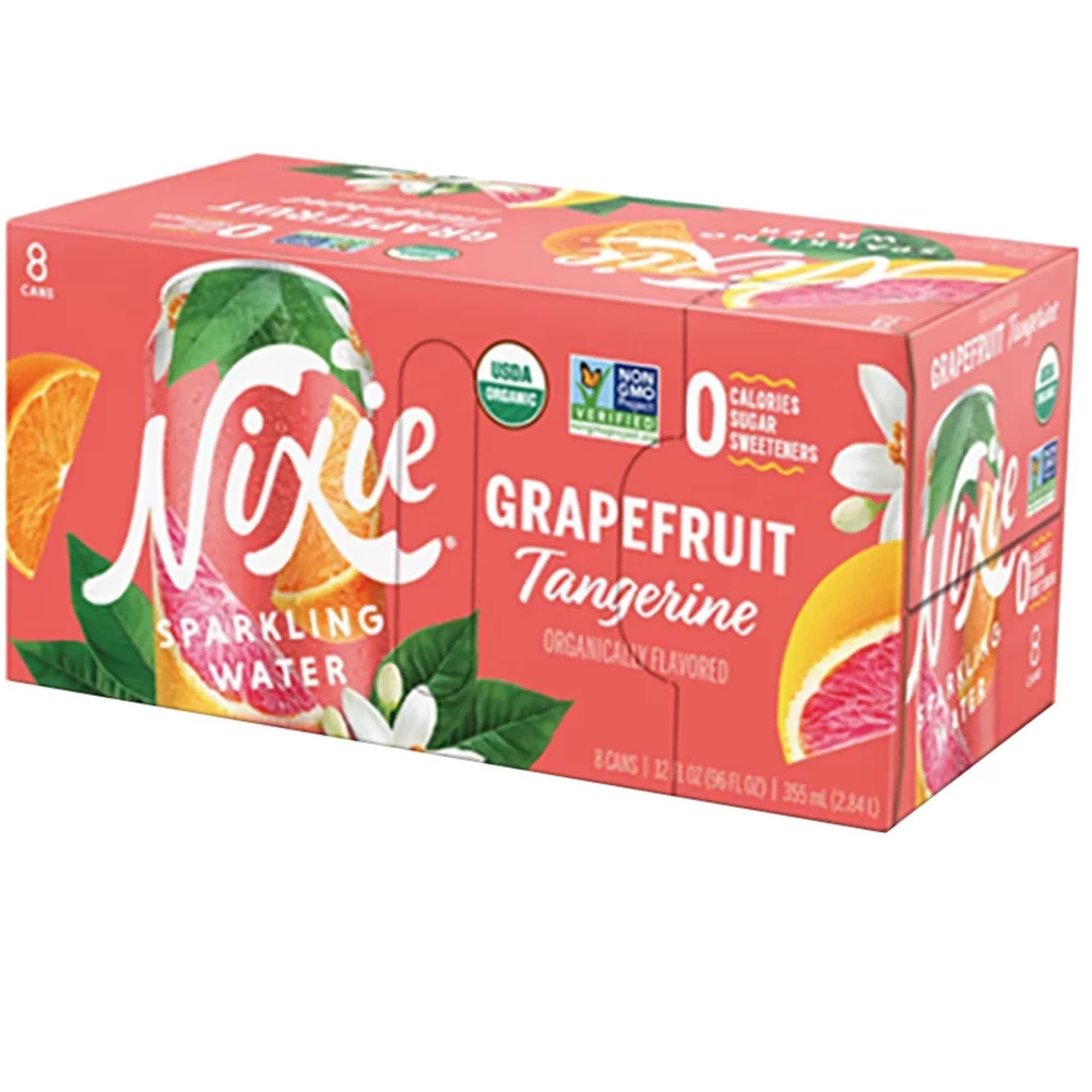 Nixie Organic Grapefruit Tangerine Sparkling Water, Case of 3, 8 Pack, 12 Fluid Ounce Cans