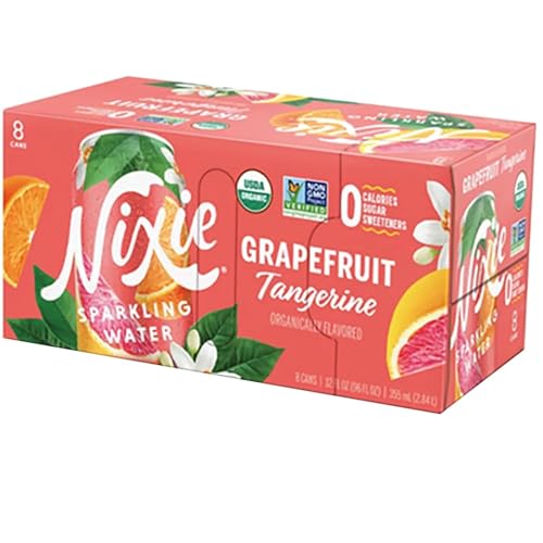 Nixie Organic Grapefruit Tangerine Sparkling Water, Case of 3, 8 Pack, 12 Fluid Ounce Cans