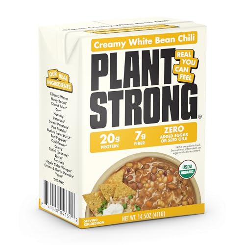 PLANTSTRONG Organic Creamy White Bean Chili, Case of 6, 14.5 Ounce