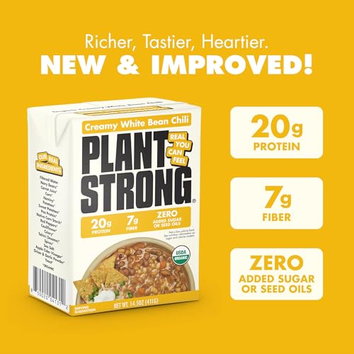 PLANTSTRONG Organic Creamy White Bean Chili, Case of 6, 14.5 Ounce