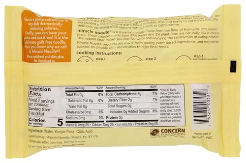Miracle Noodle Fettuccine Shirataki Pasta, Case of 6, 7 oz
