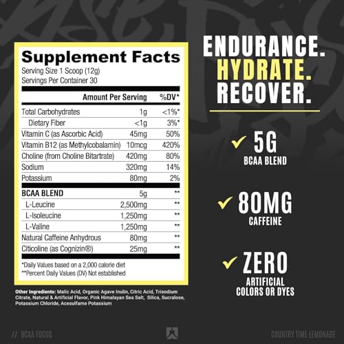 RYSE BCAA Focus Country Time Lemonade, 12.7 oz