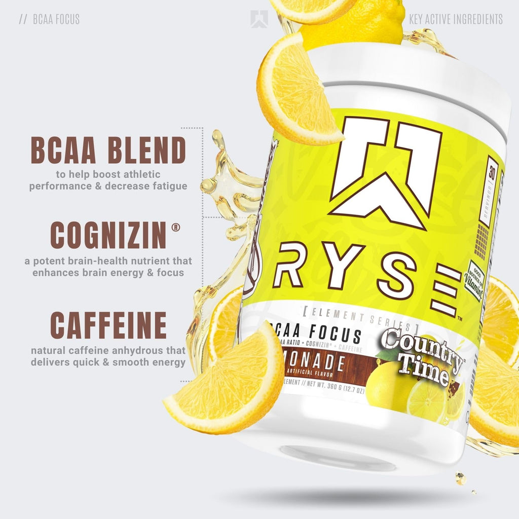 RYSE BCAA Focus Country Time Lemonade, 12.7 oz