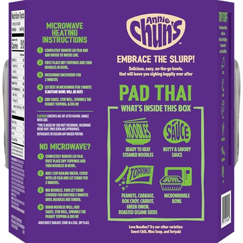 Annie Chun's Pad Thai Noodle Bowl, Case of 6, 8.52 oz Each