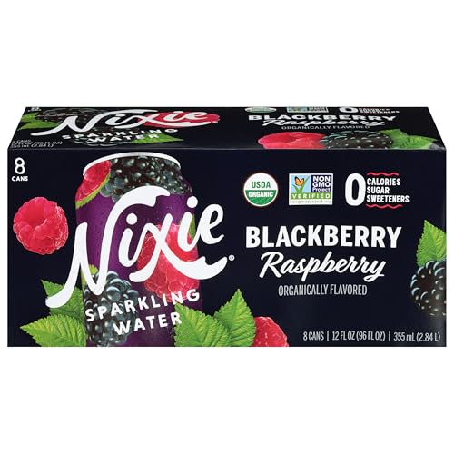 Nixie Organic Blackberry Raspberry Sparkling Water, Case of 3, 8-Pack 12 fl oz Cans